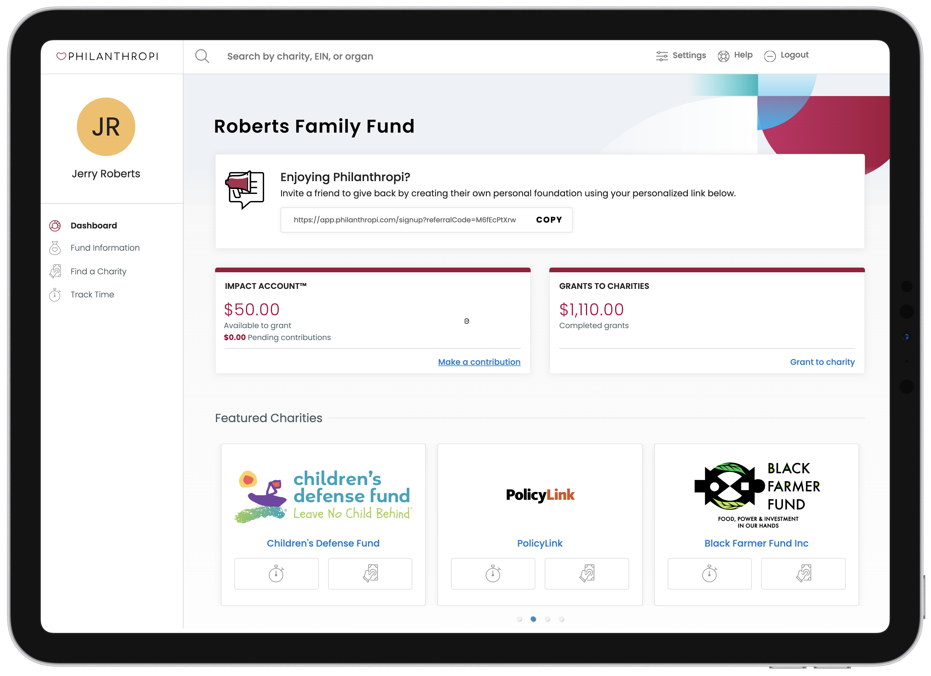 Impact Account™ Dashboard Preview